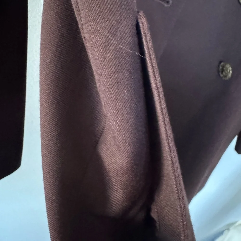 Vintage Moschery Academia Preppy Chocolate Brown Double-Breasted 100% Wool Coat - Picture 4 of 15